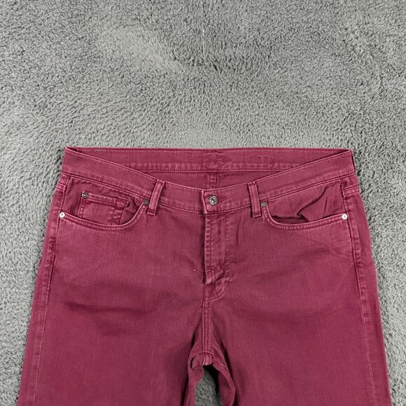 7 For All Mankind Jeans Mens 36x32 Red Slimmy Slim Fit Stretch Denim Pants - Picture 2 of 16